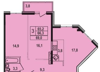 Продается 3-ком. квартира, 69.2 м2, Иркутск, Ленинский округ