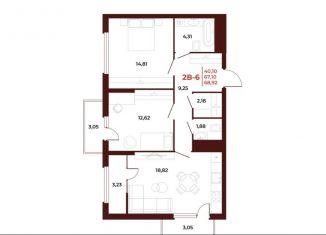 Продам двухкомнатную квартиру, 68.9 м2, Пенза, проспект Строителей, 21А