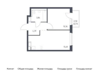 Продается 1-комнатная квартира, 35.1 м2, Ленинградская область