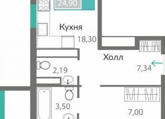 Продается 2-ком. квартира, 64.1 м2, Симферополь, Киевский район