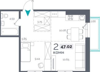 2-комнатная квартира на продажу, 47 м2, Иркутск, Пулковский переулок, 28