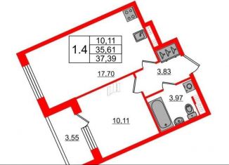 Однокомнатная квартира на продажу, 37.4 м2, Санкт-Петербург, ЖК Солнечный Город. Резиденции