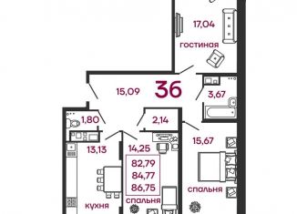 Продам 3-комнатную квартиру, 86.8 м2, Пенза, улица Измайлова, 41Б, Железнодорожный район