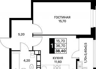 Продажа 1-ком. квартиры, 38.4 м2, Ростовская область