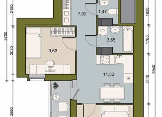 Продается 2-комнатная квартира, 49.1 м2, городской посёлок Новоселье, ЖК Уютный