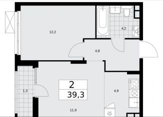Продажа 2-комнатной квартиры, 39.3 м2, Москва