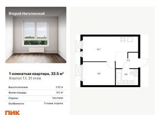 Продаю 1-комнатную квартиру, 32.5 м2, Москва, район Нагатино-Садовники