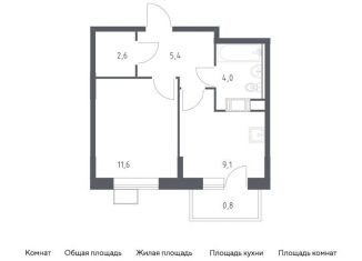 Продается однокомнатная квартира, 33.5 м2, Москва, жилой комплекс Цветочные Поляны Экопарк, к3