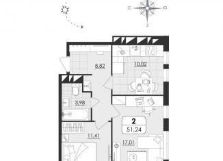 Продажа 2-комнатной квартиры, 51.2 м2, Ульяновская область