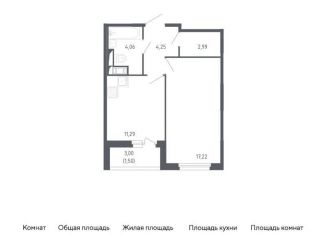 Продажа однокомнатной квартиры, 41.3 м2, Санкт-Петербург, метро Проспект Ветеранов