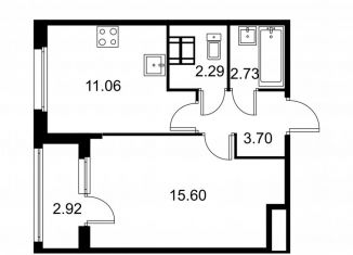 Продам однокомнатную квартиру, 36.8 м2, Колпино
