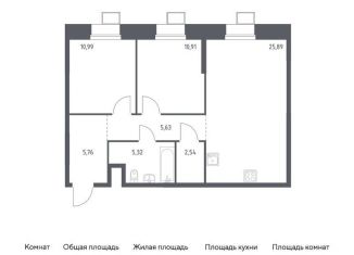 Двухкомнатная квартира на продажу, 66.5 м2, поселение Мосрентген, многофункциональный комплекс Тропарево Парк, к2.4