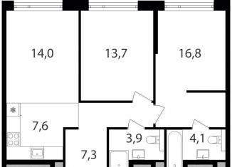 Продам 2-комнатную квартиру, 67.4 м2, Москва, жилой комплекс Петровский Парк 2, к1, Савёловский район