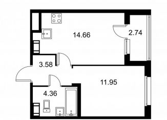 Продается 1-комнатная квартира, 35.9 м2, Колпино