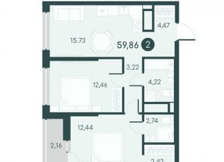 2-комнатная квартира на продажу, 59.9 м2, Курган
