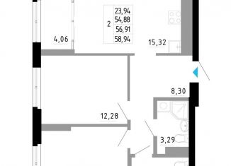 Продаю 2-ком. квартиру, 56.9 м2, Свердловская область, Походная улица, 12