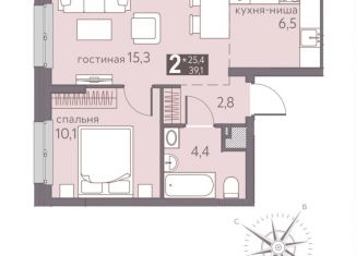 Продается двухкомнатная квартира, 40 м2, Пермь, ЖК Погода, Серебристая улица, 14