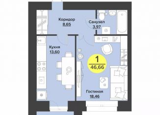 Продается однокомнатная квартира, 42.9 м2, Йошкар-Ола, улица Машиностроителей, 59, микрорайон Машиностроитель