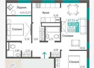 Продаю 2-комнатную квартиру, 65.2 м2, Симферополь, улица Никанорова, 4А, ЖК Лаванда