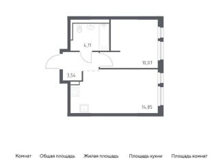 Продам 1-комнатную квартиру, 32.6 м2, деревня Новосаратовка
