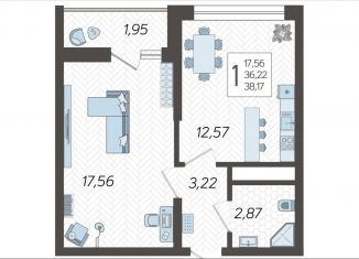 Продажа однокомнатной квартиры, 38.2 м2, Сочи, микрорайон Бытха