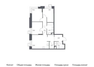 Продается трехкомнатная квартира, 72.4 м2, поселение Мосрентген, многофункциональный комплекс Тропарево Парк, к2.4