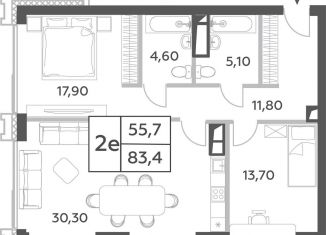Продажа 3-комнатной квартиры, 83.4 м2, Москва, проспект Генерала Дорохова, вл1к1, ЖК Вилл Тауэрс