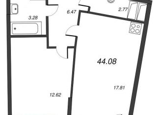 Продажа 1-комнатной квартиры, 46.7 м2, Мурино