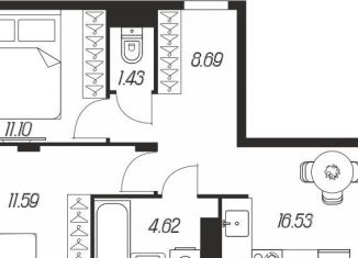 2-комнатная квартира на продажу, 57.4 м2, Тула, Зареченский территориальный округ