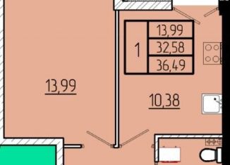 Продается однокомнатная квартира, 36.5 м2, Омск, Волгоградская улица, с3