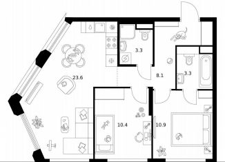 Продажа 2-комнатной квартиры, 59.6 м2, Москва, жилой комплекс Москворечье, 1.3, район Москворечье-Сабурово