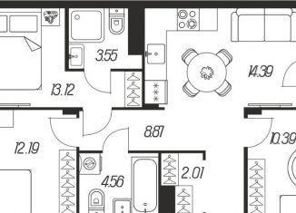 Продажа 3-ком. квартиры, 72.5 м2, Тула