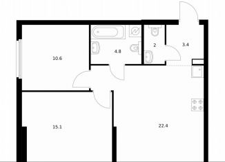 Продаю 2-комнатную квартиру, 58.3 м2, Москва, жилой комплекс Барклая 6, к8, район Филёвский Парк