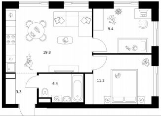 Продажа 2-ком. квартиры, 48.1 м2, Москва, район Очаково-Матвеевское