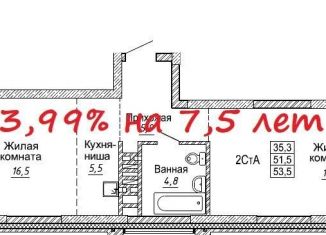 Двухкомнатная квартира на продажу, 53.5 м2, Новосибирск, улица Фрунзе, 1