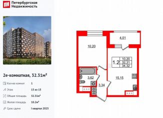 Продается 1-комнатная квартира, 32.3 м2, Санкт-Петербург, метро Елизаровская, Дальневосточный проспект, 23