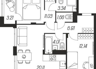 Продается двухкомнатная квартира, 62.6 м2, Тула, Зареченский территориальный округ