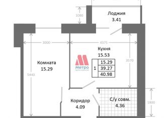 1-комнатная квартира на продажу, 42.7 м2, Ярославль