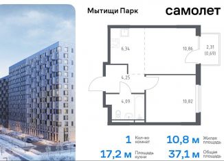 Продажа 1-ком. квартиры, 37.1 м2, Мытищи, ЖК Мытищи Парк