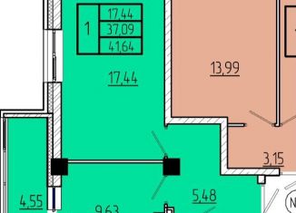 Продается 1-ком. квартира, 41.6 м2, Омск, Волгоградская улица, с3