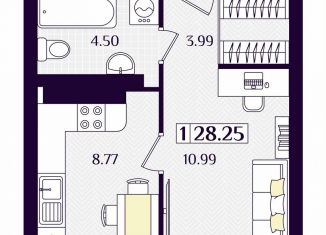 Продается 1-ком. квартира, 28.3 м2, Гурьевск, Краковский бульвар, 16, ЖК Новая Резиденция