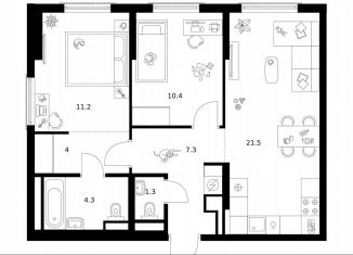 Продается двухкомнатная квартира, 60 м2, Москва, жилой комплекс Москворечье, 1.3, метро Каширская