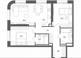 Продается двухкомнатная квартира, 69.3 м2, Москва, улица Матросская Тишина, 1Ас71, метро Электрозаводская