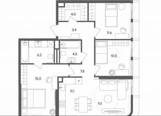 Продам 3-комнатную квартиру, 85.2 м2, Москва, улица Матросская Тишина, 1Ас71, метро Электрозаводская