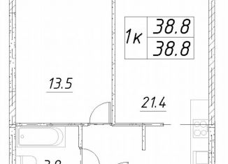 1-комнатная квартира на продажу, 38.8 м2, Звенигород, 3-й микрорайон, к6