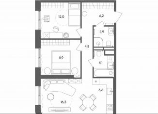 2-комнатная квартира на продажу, 65.8 м2, Москва, улица Матросская Тишина, 1Ас71, метро Электрозаводская