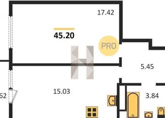 Однокомнатная квартира на продажу, 45.2 м2, Новосибирск, Кировский район, улица Зорге, 229/3