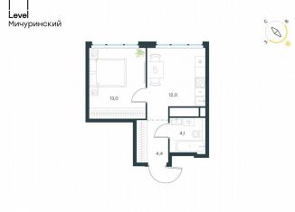 Продается 1-комнатная квартира, 33.5 м2, Москва, метро Мичуринский проспект, жилой комплекс Левел Мичуринский, к11