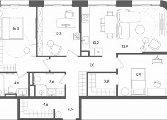 Продаю трехкомнатную квартиру, 95.5 м2, Москва, улица Матросская Тишина, 1Ас71, метро Электрозаводская