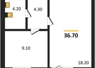 1-комнатная квартира на продажу, 36.7 м2, Калининград, Акварельная улица